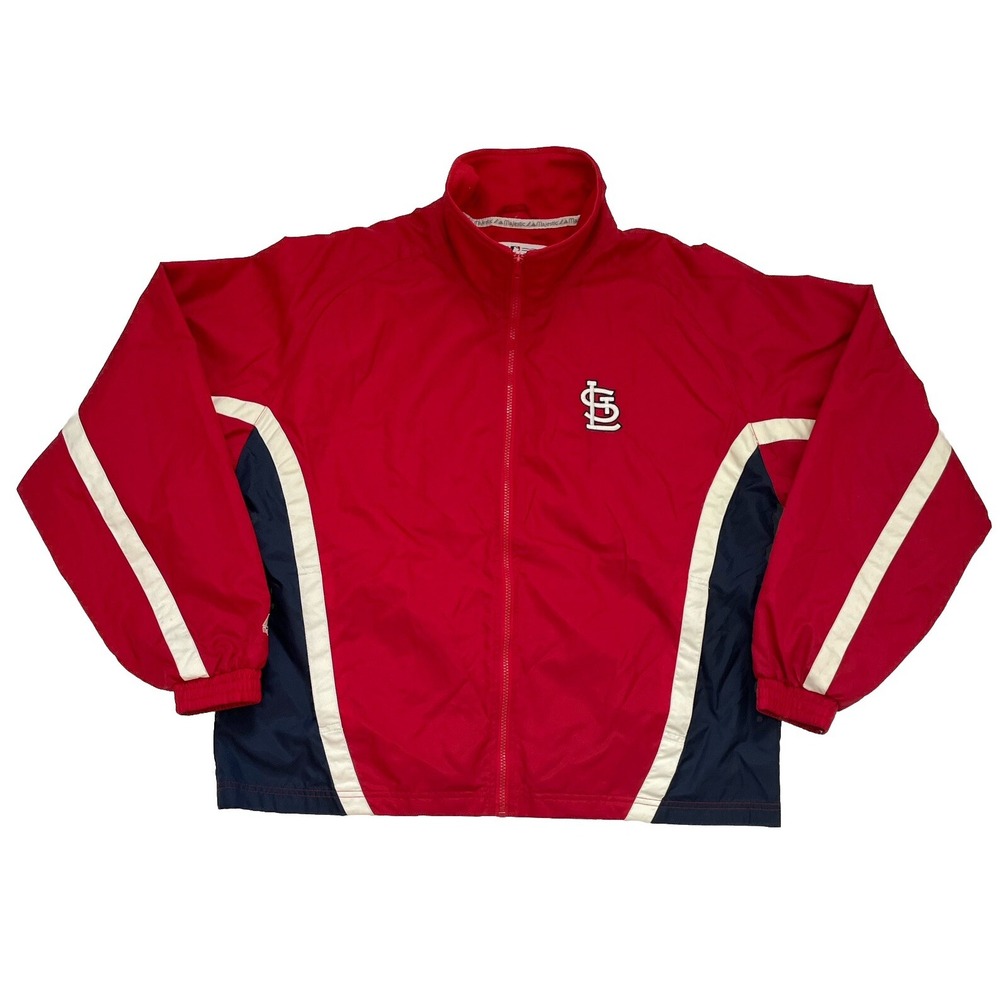 St Louis Cardinals MLB Majestic Full Zip Jacket Red/Navy Adult Size Large